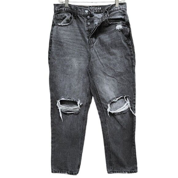 Vanilla Star Jeans Womens Size 9 /‎ 29 90's Straight Distressed Jeans Button Fly - Picture 1 of 11
